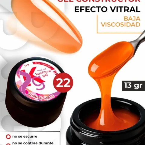 Gel duro BSG para extensiones Konfityur Stained Glass #22 – BAJA VISCOSIDAD (13 g)