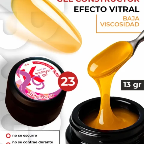 Gel duro BSG para extensiones Konfityur Stained Glass #23 – BAJA VISCOSIDAD (13 g)