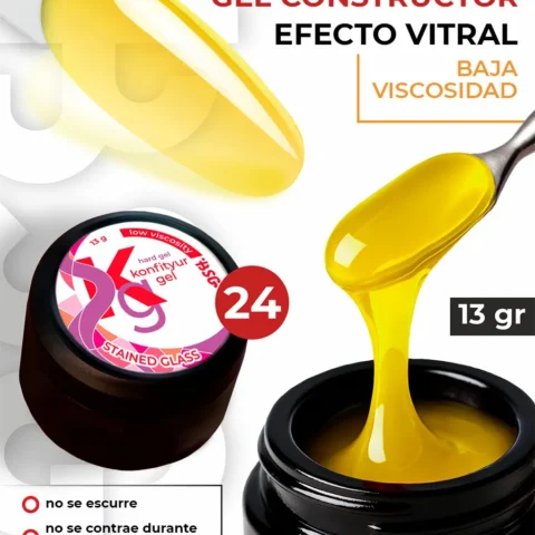 Gel duro BSG para extensiones Konfityur Stained Glass #24 – BAJA VISCOSIDAD (13 g)