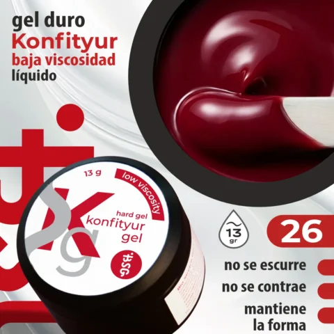Gel duro BSG para extensiones Konfityur #26 – BAJA VISCOSIDAD (13 g)