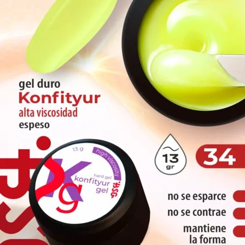 Gel duro BSG para extensiones Konfityur #34 – ALTA VISCOSIDAD (13 g)
