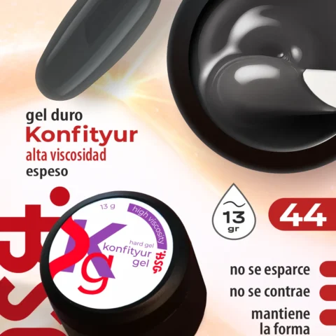 Gel duro BSG para extensiones Konfityur #44 – ALTA VISCOSIDAD (13 g)