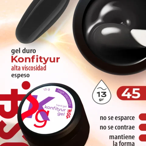 Gel duro BSG para extensiones Konfityur #45 – ALTA VISCOSIDAD (13 g)