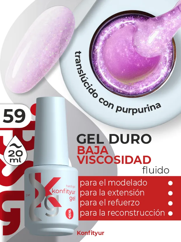 Gel duro BSG Konfithur baja viscosidad en frasco #59, 20 ml