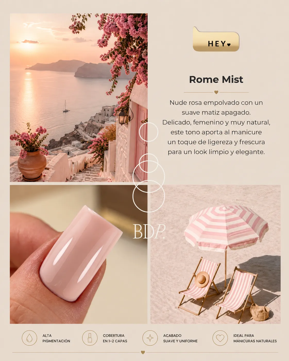 HeyLove, Esmaltes Semipermanente, Rome Mist, Bella Italia Collection - Imagen 5