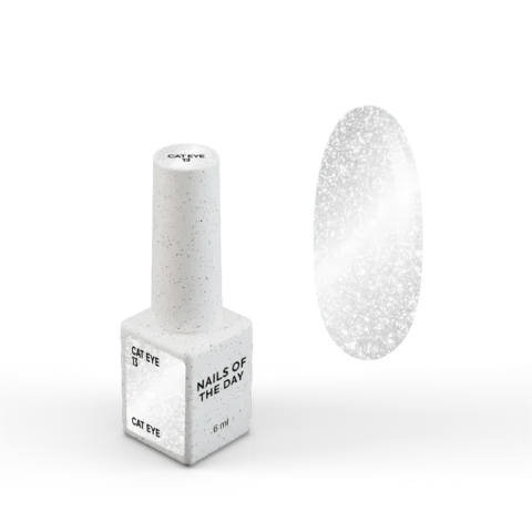 NAILSOFTHEDAY Gel Polish Cat Eye 13 – Ojo de Gato Plateado sobre Base Transparente · 6 ml