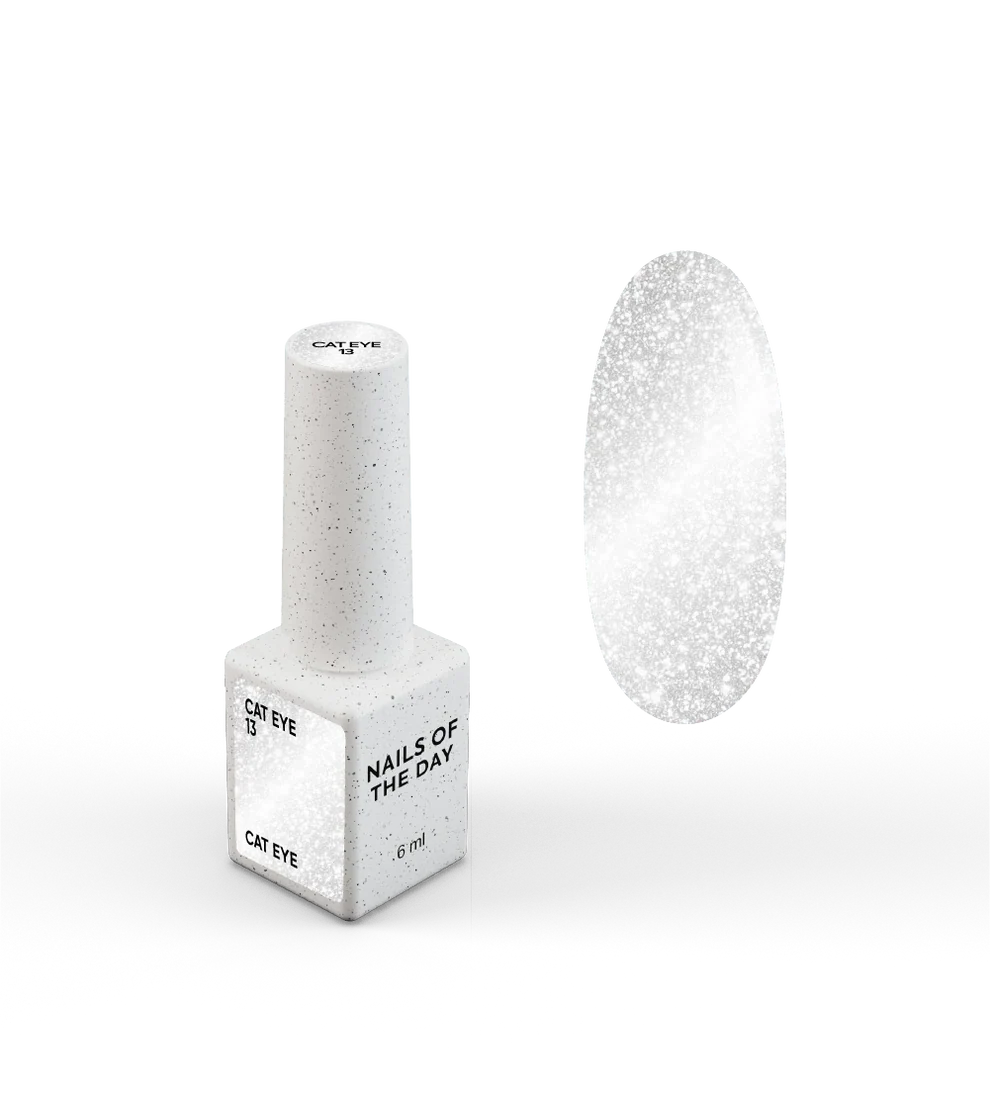NAILSOFTHEDAY Gel Polish Cat Eye 13 – Ojo de Gato Plateado sobre Base Transparente · 6 ml