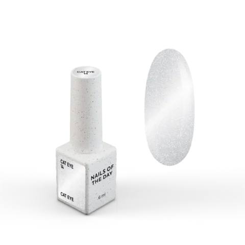 NAILSOFTHEDAY Gel Polish Cat Eye 14 – Ojo de Gato Plateado sobre Base Transparente · 6 ml